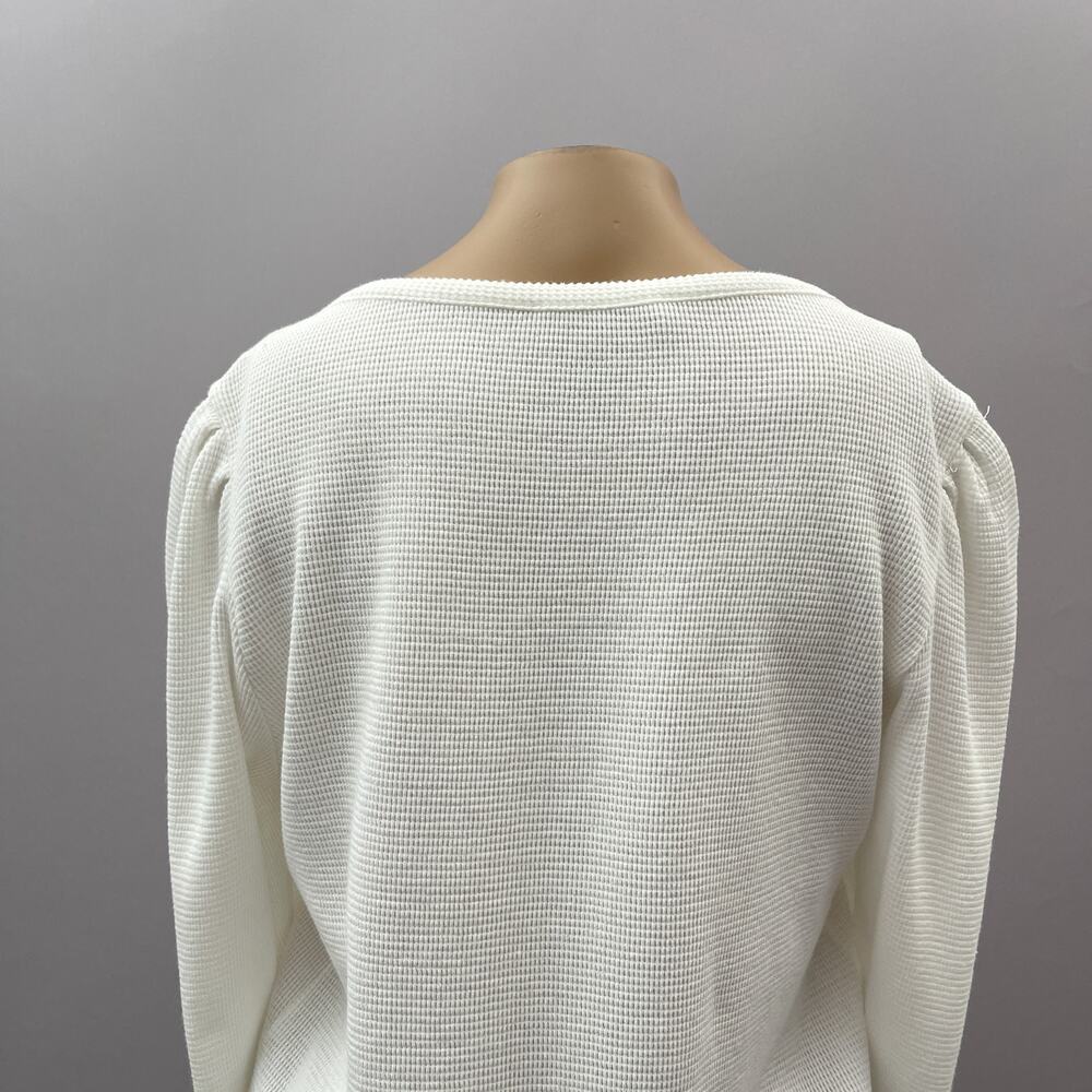Paige Daniella Long Puff Sleeve Henley Top Ivory White Women's Size Small - Picture 8 of 13